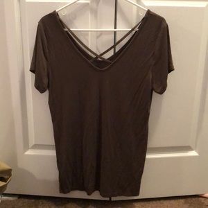 Never worn olive green crisscross top